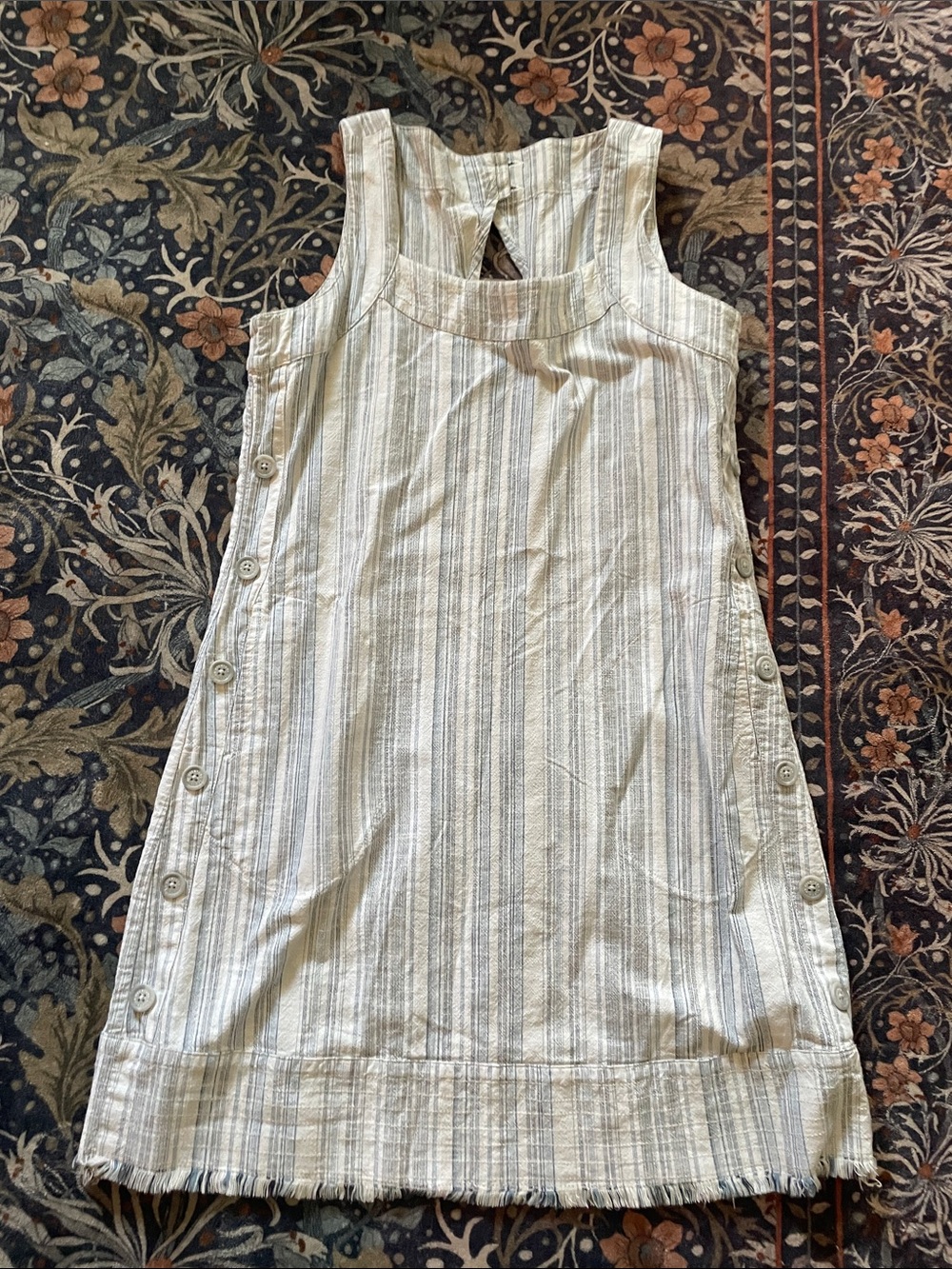 Aventura Striped Sleeveless Mini Dress in Cream and Blue
